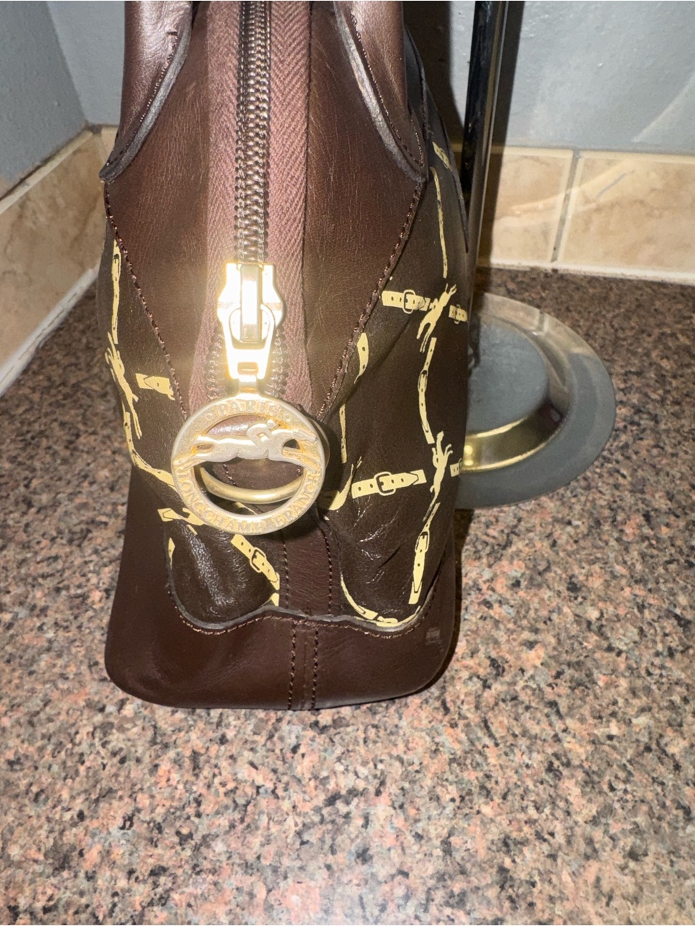 Longchamp Dark Brown Leather Shoulder Bag EUC - Picture 4 of 8